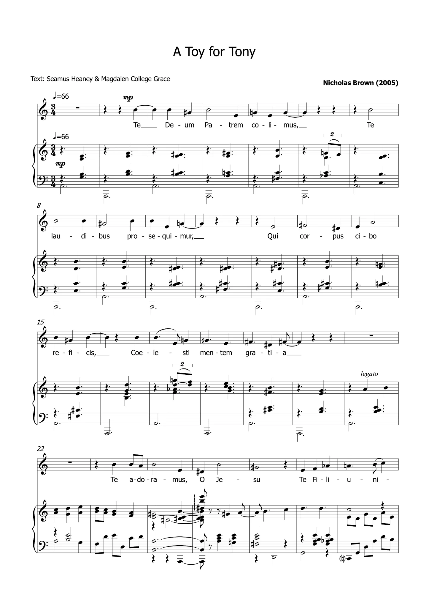 Score excerpt from A Toy for Tony