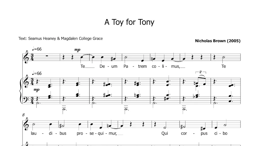 Score excerpt from A Toy for Tony (2005)