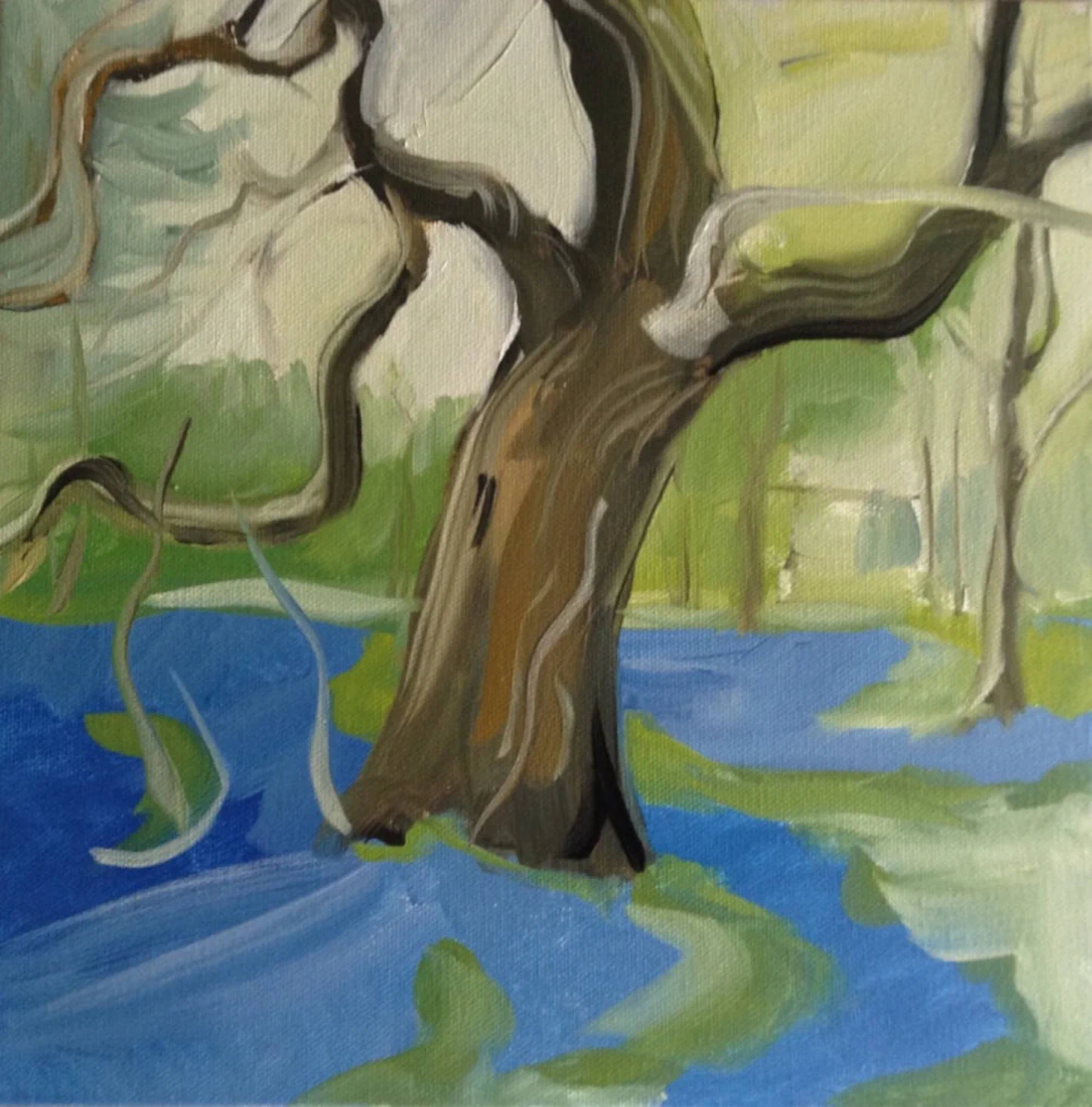 Oil painting titled Bluebell Tree by F.C. Heathorn