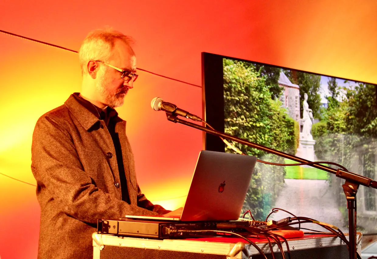 Nicholas Brown giving lecture-performance