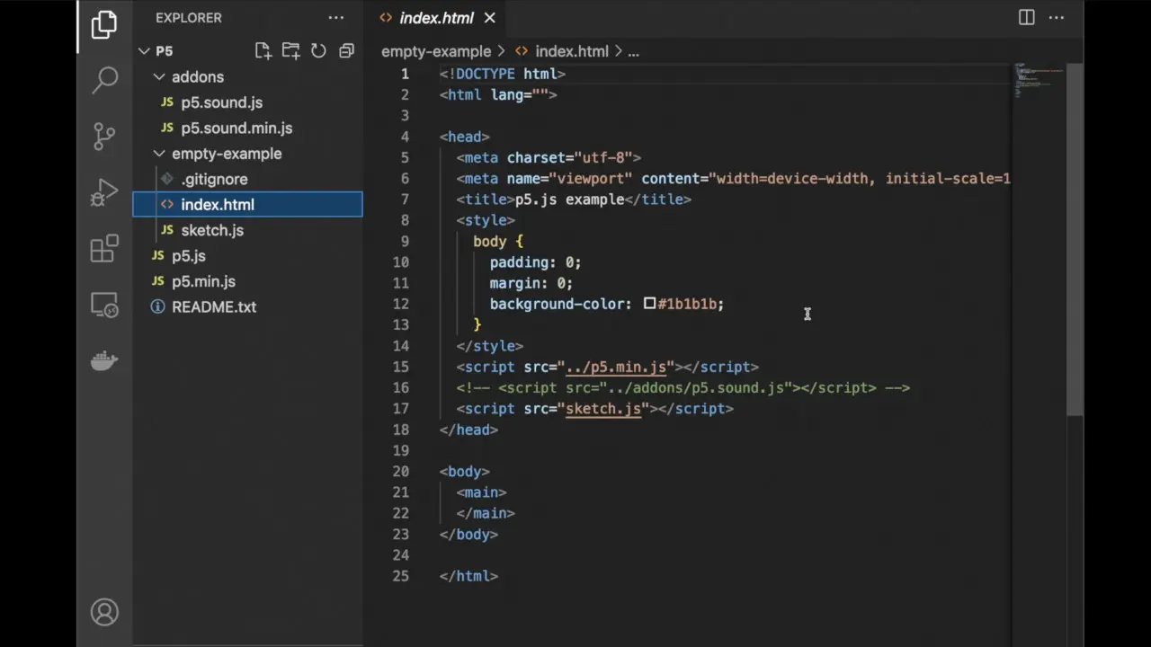 The index.html file in the 'empty-example' folder
