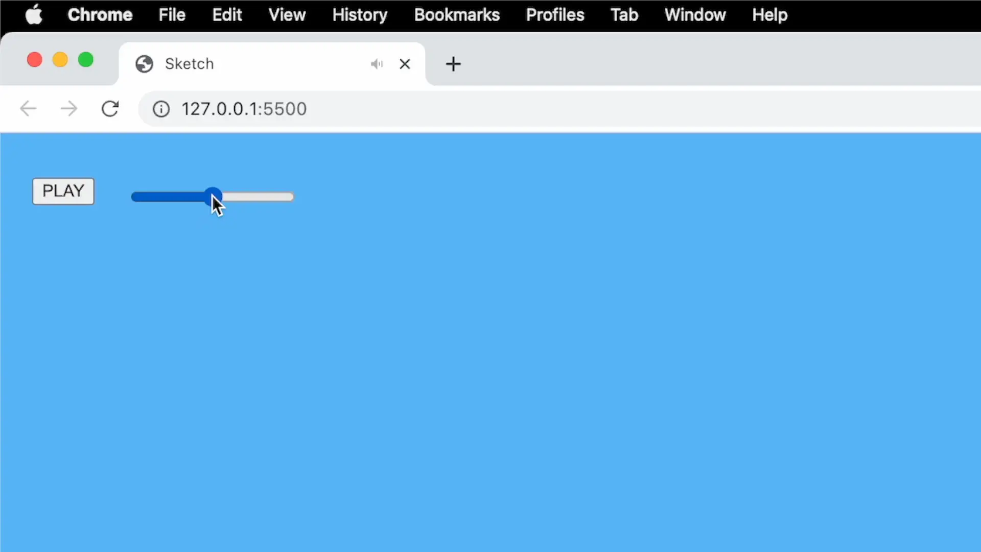 Volume slider added to the canvas next to the PLAY button